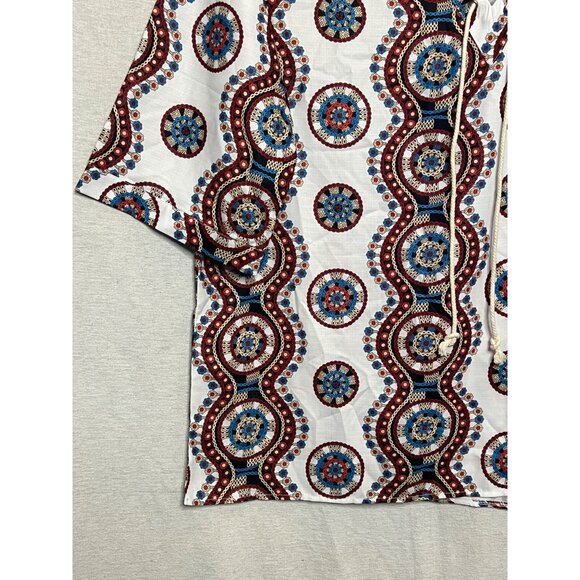 Bohemian 2XLTop Vibrant Medallion Lace-Up Front 1/2 Sleeves Light Breathable - Picture 7 of 16